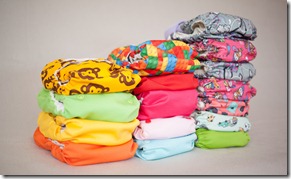 Stack of cloth diapers different colors
